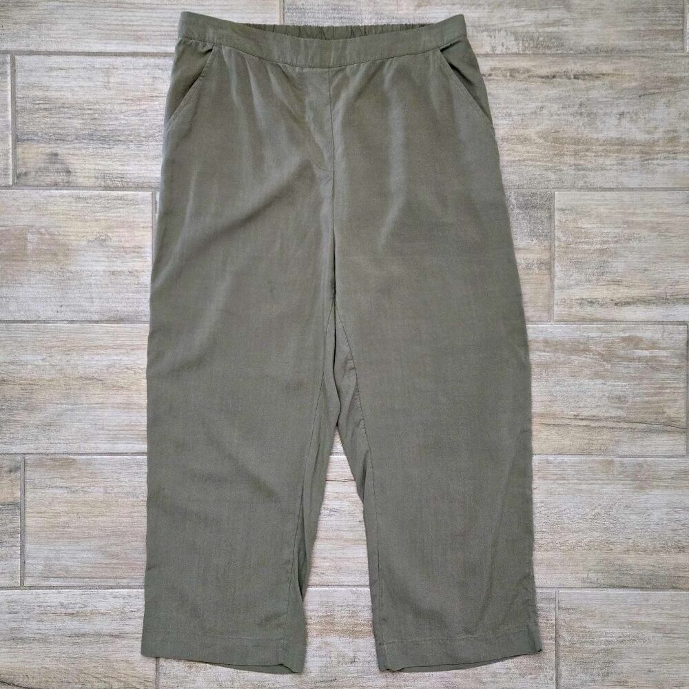 Workshop‎ Wide Leg Pants Women's Tencel Military Green Pull On Everyday Casual M